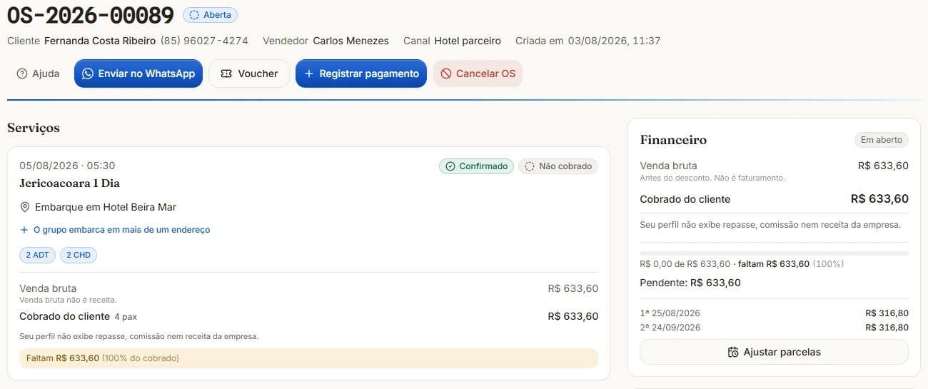 Ordem de serviço com financeiro e voucher
